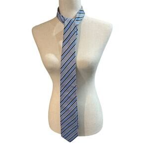 JZ Richard's Men's Blue Striped Silk Repp Tie Long Made in the United States